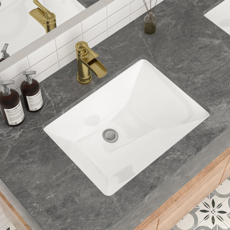 Mocoloo Undermount Bathroom Sink 20 x 15 Rectangle Porcelain White Ceramic Bathroom Sink 7 1/2 Inch Deep with Overflow Drain Lavatory Vanity Sink Under Mounted the Counter - Image 1